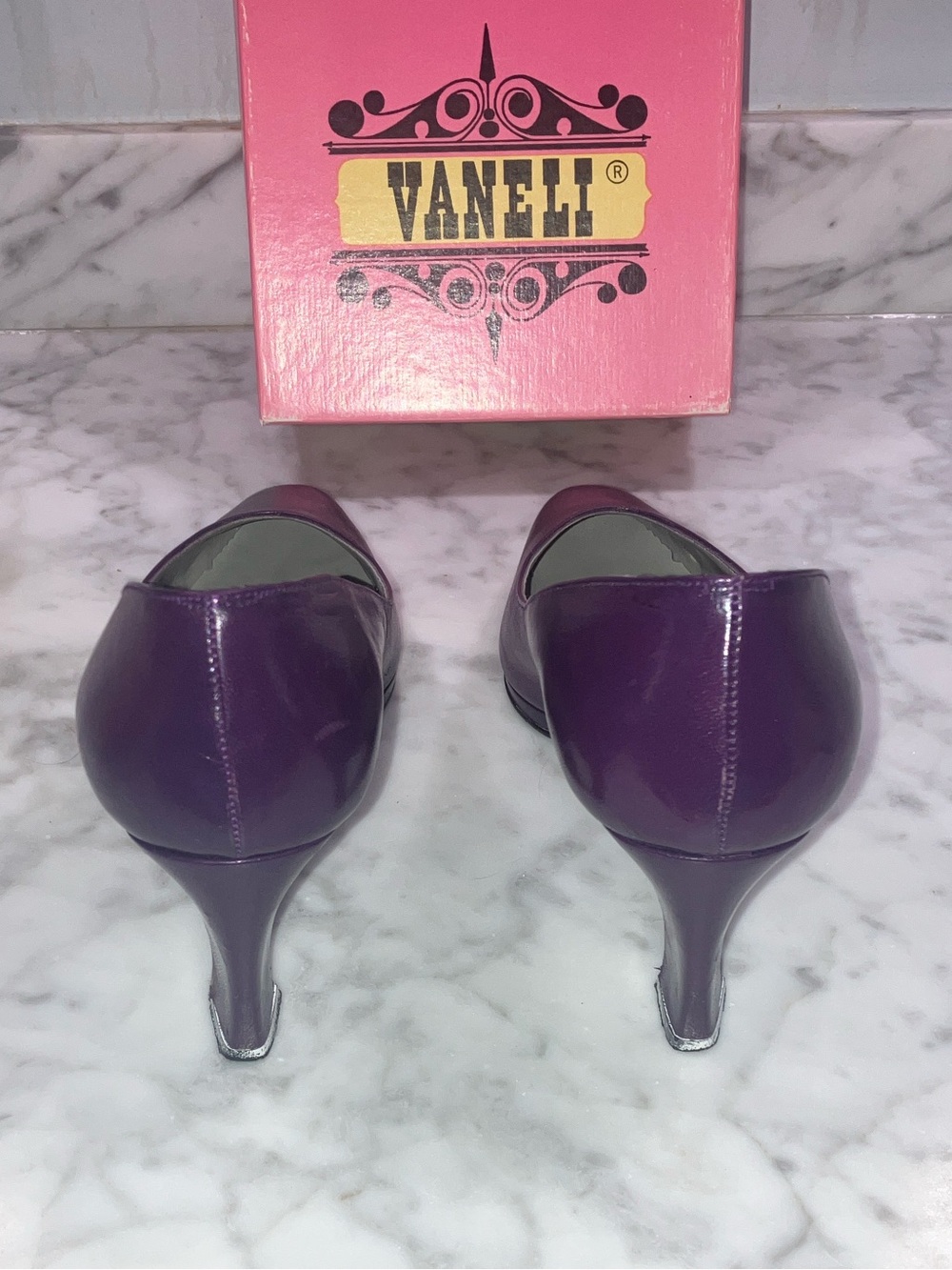 Vintage Van Eli plum purple heels pumps size 8.5 M MADE IN SPAIN WOMENS - Picture 4 of 13